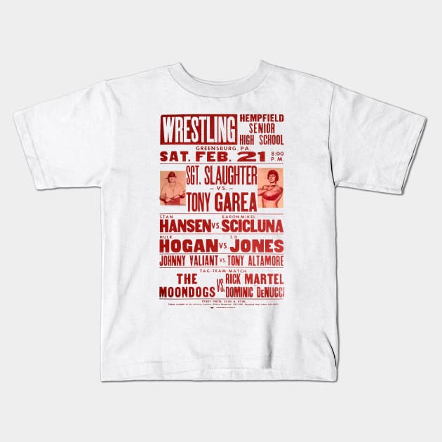 Sgt Slaughter vs Tony Garea Kids T-Shirt by Indy Handshake